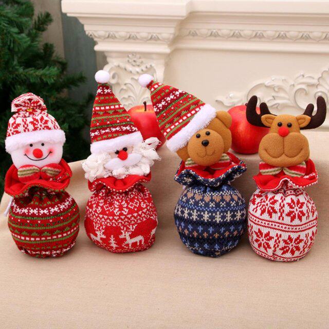 christmas portable candy bag cartoon deer pattern apple pouc