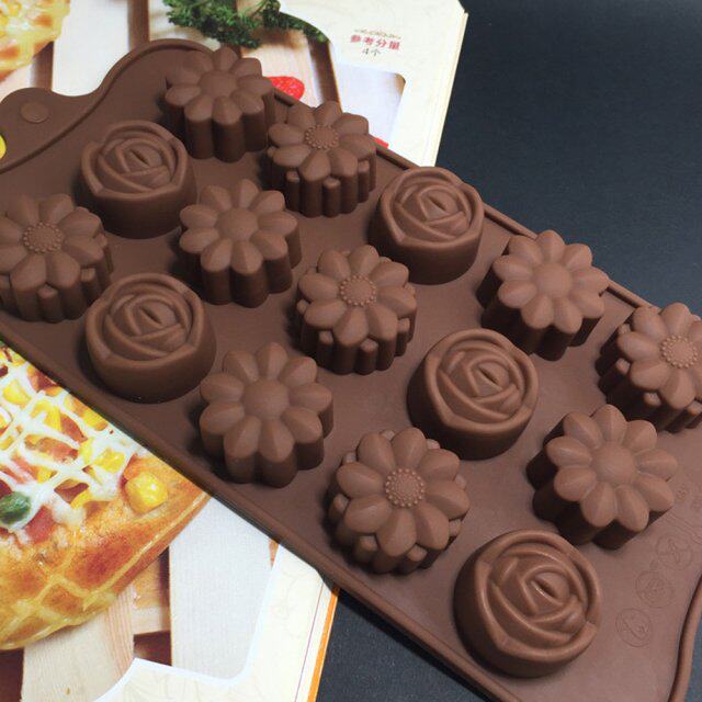 cavity silicone flower rose chocolate cake soap mold baking