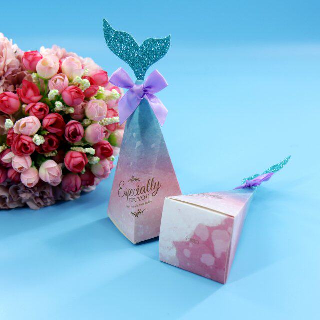 10pcs kraft paper little mermaid tail candy boxes chocolate