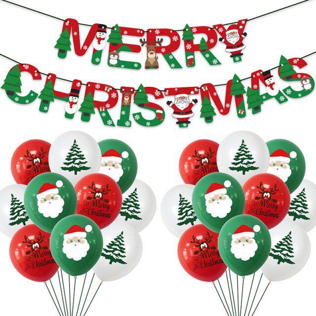 merry christmas balloons set santa claus elk christmas tree