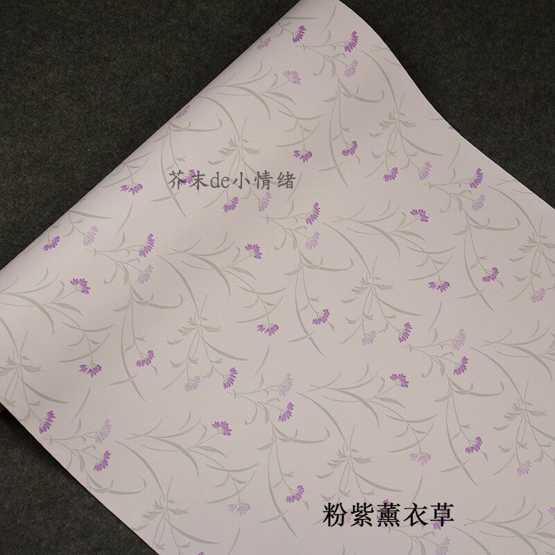 PVC田园碎花电视墙薰衣草壁纸