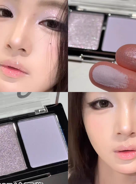 冷感美学!千禧梦核紫黑兔双色眼影ai08冷夏紫哑光珠光爆闪银紫色