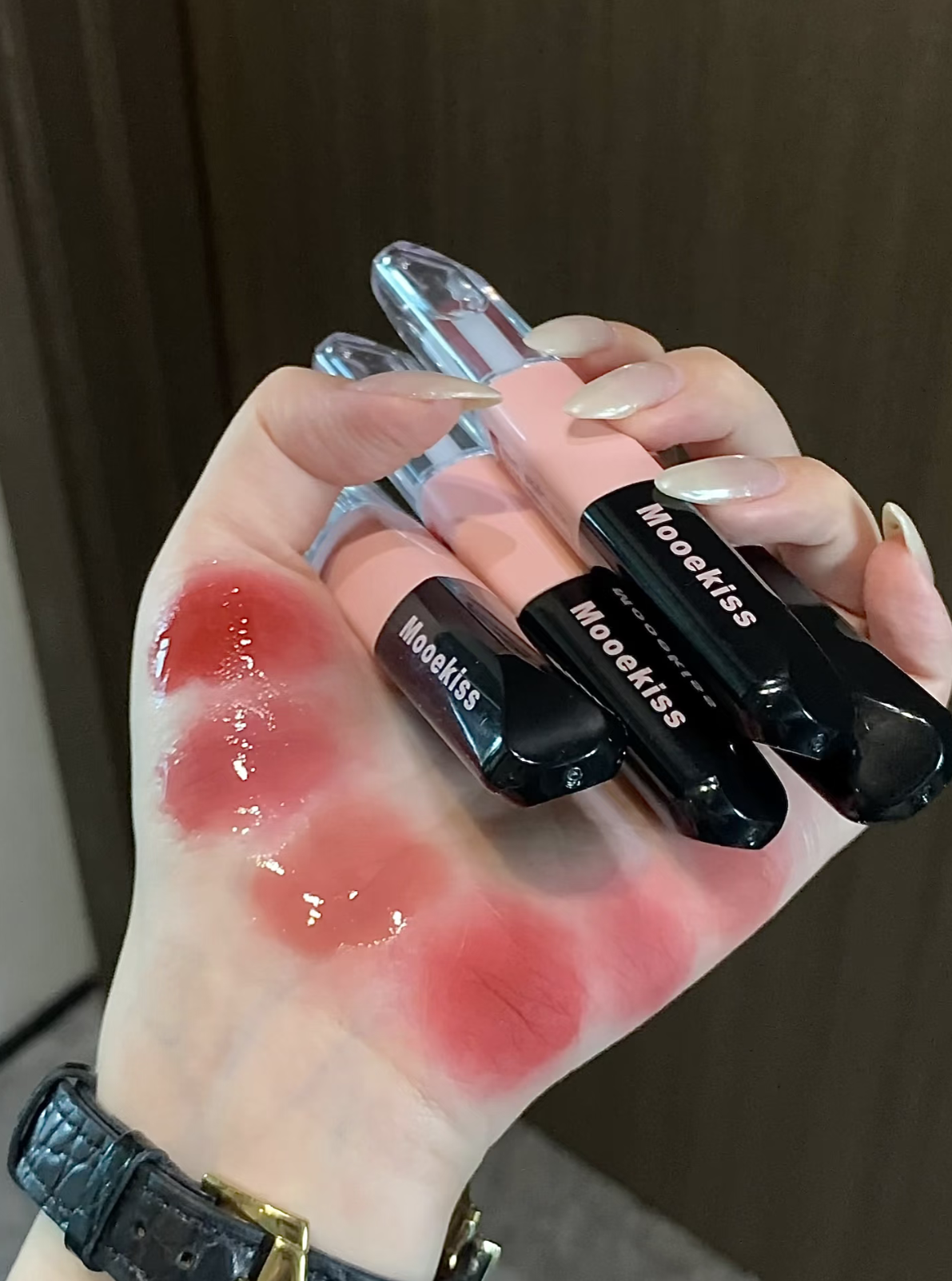 妈生伪素颜嫩妹色!木柯诗双头唇釉w1裸粉色w4不沾杯韩系灰粉色w6