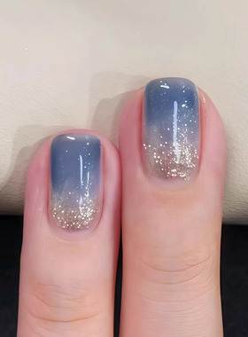 夏日蓝色猫眼流沙金爆闪美甲！twomoons指甲油2025新款免烤快干