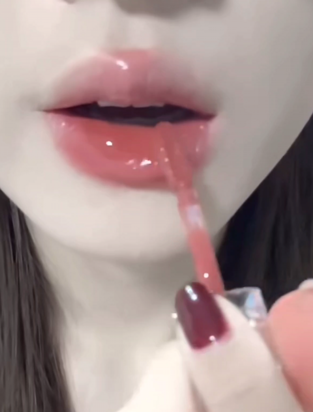 不沾杯水光玻璃唇！花洛莉亚唇漆03灰粉豆沙奶杏色嘟嘟唇素颜口红