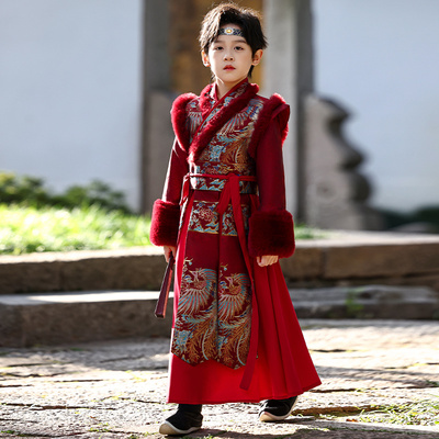 汉服男童拜年服冬季2025新款加绒
