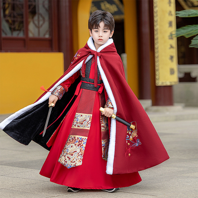 男童斗篷冬季新款汉服中国风唐装