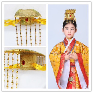 古装皇帝帽儿童大臣帽头饰将军帽古装汉服丞相帽配饰道具男童头冠