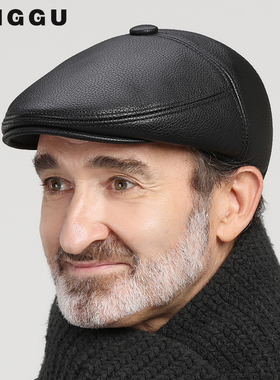 秋冬季中老年人帽子男保暖鸭舌帽老人男士前进帽冬天爸爸爷爷皮帽
