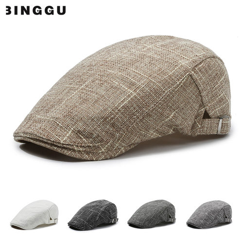 帽子男士夏季棉麻英伦遮阳鸭舌帽