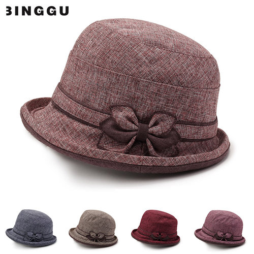 中老年人妈妈春秋遮阳渔夫帽女