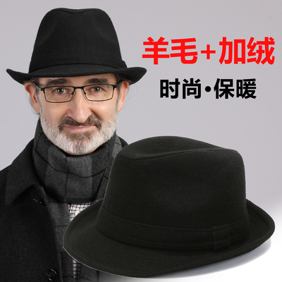 新款男士羊毛礼帽冬季爸爸帽子