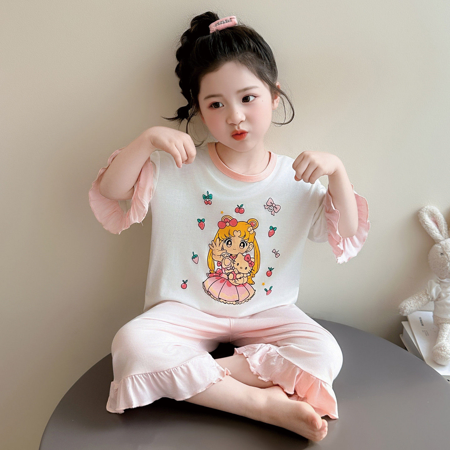 春夏莫代尔女童睡衣套装空调房