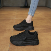 黑色工作鞋 防滑厨房鞋 女轻便舒适久站不累脚运动老爹鞋 百搭小黑鞋