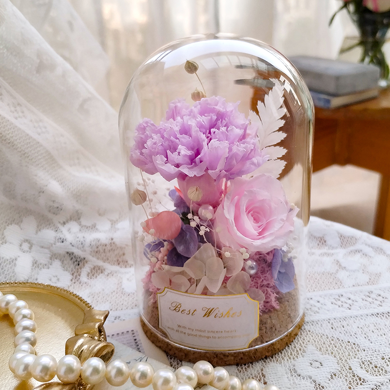 永生康乃馨玫瑰蒲公英真花摆件