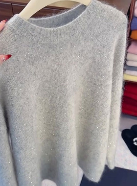 欧货时尚圆领灰色上衣女2025春季新款休闲宽松遮肉百搭长袖上衣潮