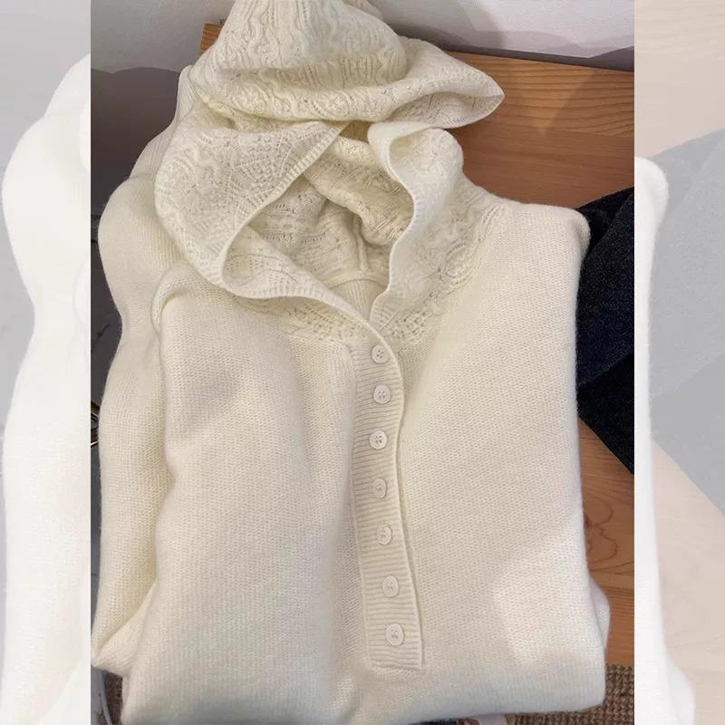 显瘦连帽针织衫女百搭打底衫上衣