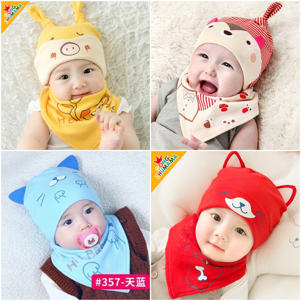 春秋纯棉可爱风婴儿帽子