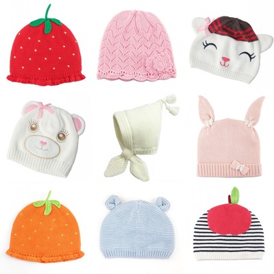 秋冬女童纯棉线保暖婴儿帽子