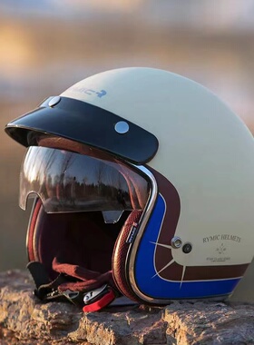 RYMIC睿觅复古机车头盔3C认证男女款夏季哈雷摩托车骑行半盔四季