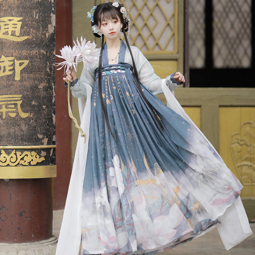遇锦记原创汉服女【鹤挽云】齐胸襦裙古装中国风白菜春夏新款日常