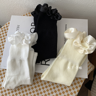 棉袜ins潮学院风可爱袜子女黑 jk洛丽塔花边中筒袜女甜美少女春季
