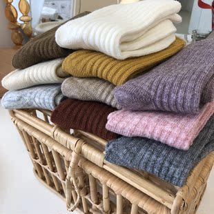 糖果 秋冬袜子女加厚羊毛绒中筒袜纯色堆堆袜保暖ins潮日系 甜蜜