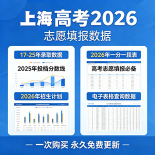 2026年上海高考志愿填报参考数据指南汇总录取分数招生计划院校专业投档分数线位次表格一分一段表全套更新