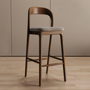 北欧白蜡木实木家用吧台椅高脚凳现代简约前台接待靠背椅酒吧椅子