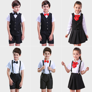 六一儿童花童礼服男童马甲幼儿园表演服装男生背带裤钢琴演出服夏