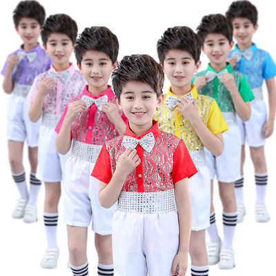 儿童花童礼服男童六一合唱服背带裤表演服小主持人走秀钢琴演出服