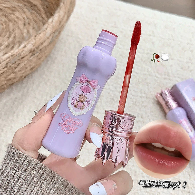 元气立体唇get！！萌熊丝雾奶绒唇泥哑光显白保湿不拔干伪素颜唇�