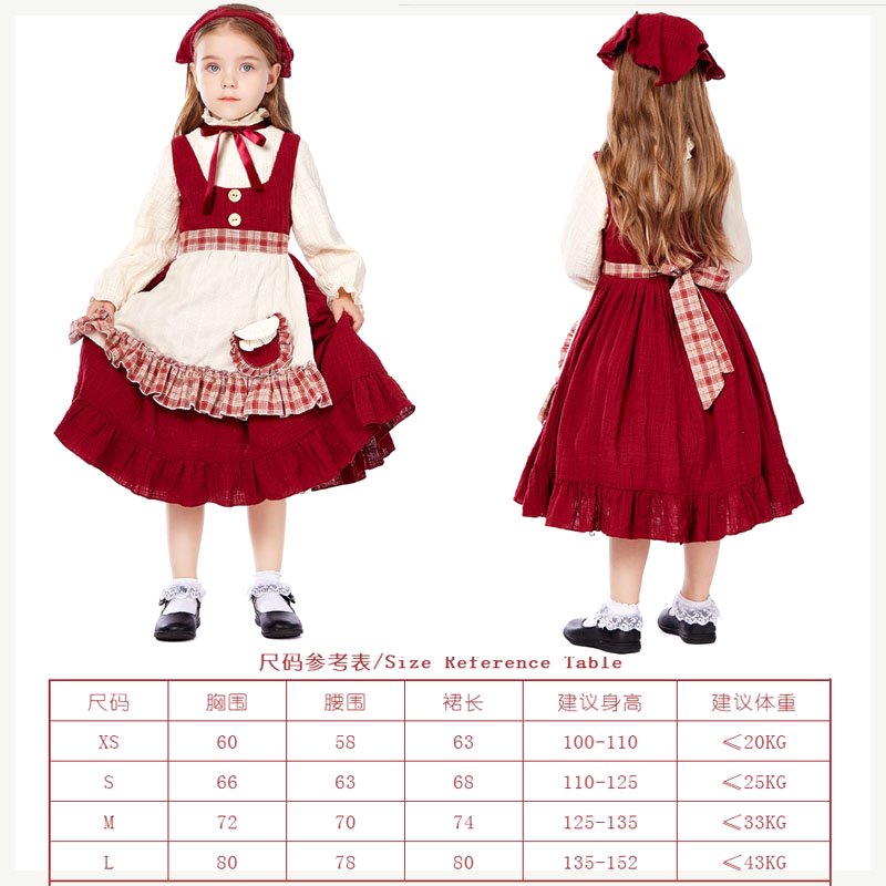 圣诞节亲子卖火柴的小女孩服幼儿园班级田园农场女仆平民穷人衣服