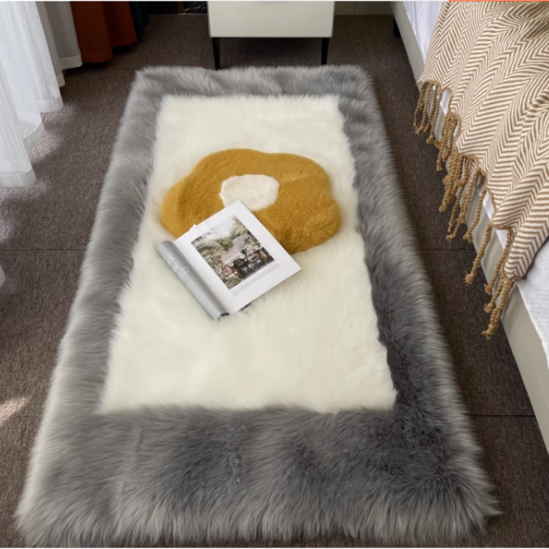 新款回形仿羊毛加厚卧室床