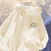 女童连帽卫衣秋冬季 2025新款 女大童猫咪印花宽松加绒学生休闲上衣