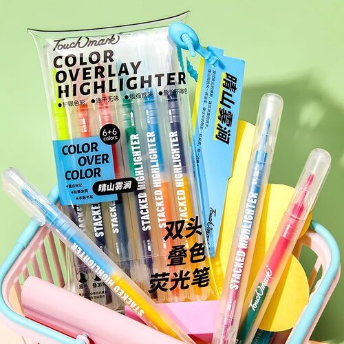泰驰马克Touch mark双头叠色荧光笔护眼显色清晰标记绘画