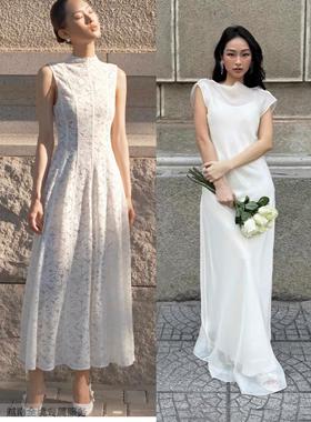 越在线越南小众huong新款精致重工刺绣蕾丝连衣裙收/露背仙女长裙