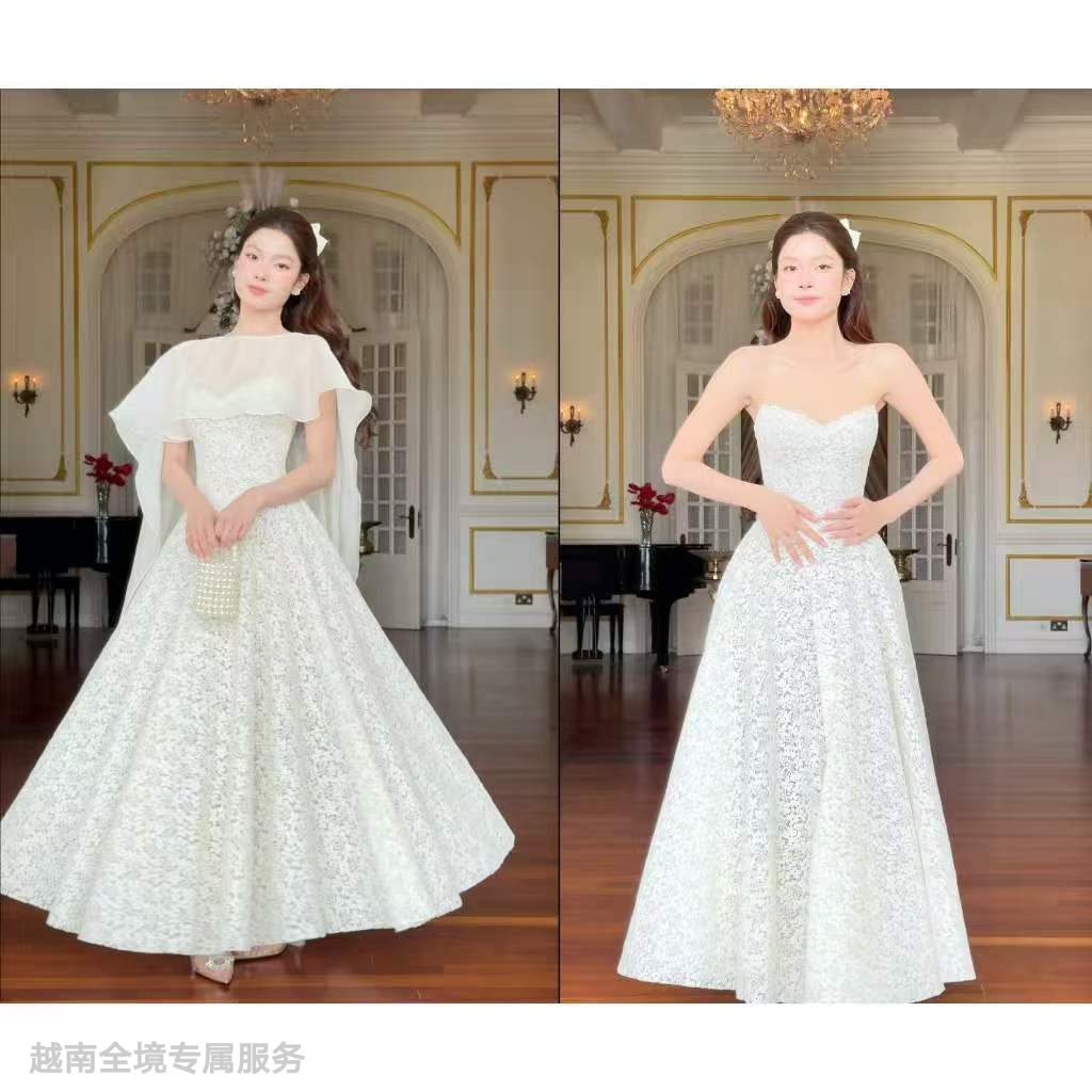 越在线越南小众so vintage时尚气质优雅抹胸系带飘逸/披肩长裙