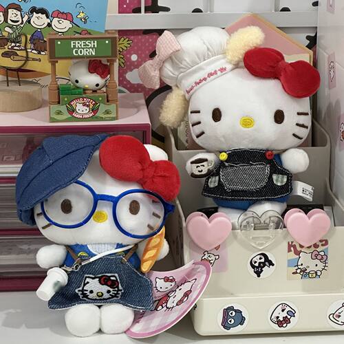 正版换装厨师hellokitty包包挂件可爱女生挂饰毛绒公仔玩偶书包饰