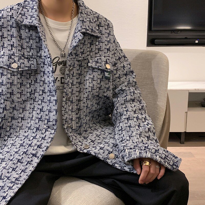 港风编织ins小香风男装中性外套大码情侣装夹克加大码宽松胖子,男装夹克,星座909-2（原星座717-2）