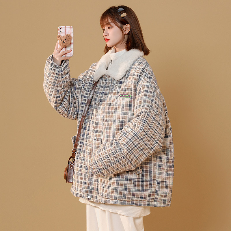 冬季大码胖mm中性女装加厚慵懒风羊羔毛外套情侣衣服200斤,女装棉衣/棉服,星座909-2（原星座717-2）