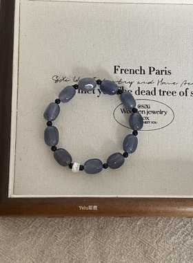 Yelu玉髓桶珠手链新中式串珠手串简约复古女生男生饰品礼物配饰