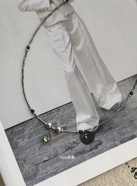 Yelu原创小众设计捷克珠鲍鱼贝壳吊坠个性复古亮面管珠串珠项链
