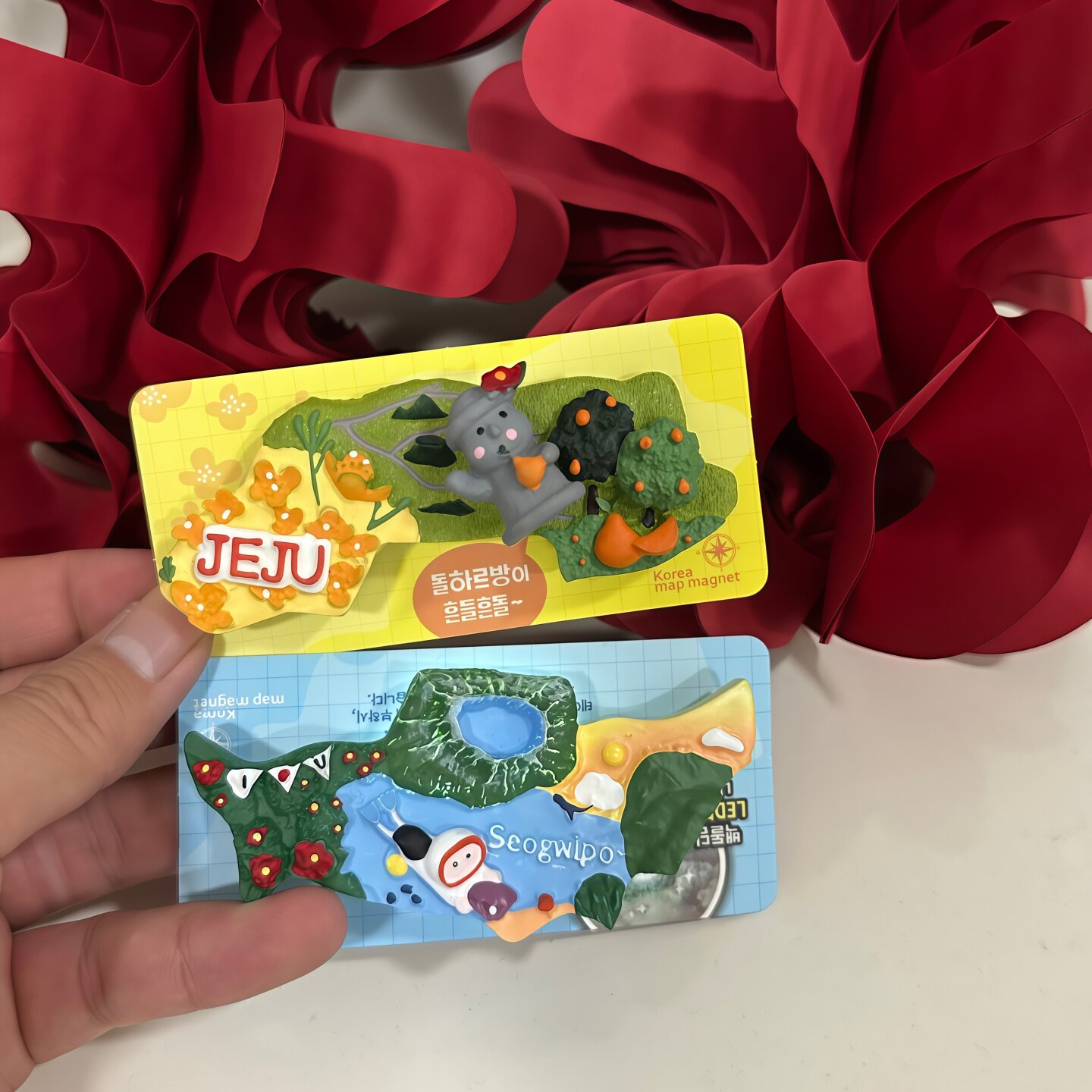 【实拍】济州岛JEJU橘子西归浦海女汉拿山发光冰箱贴创意装饰礼物