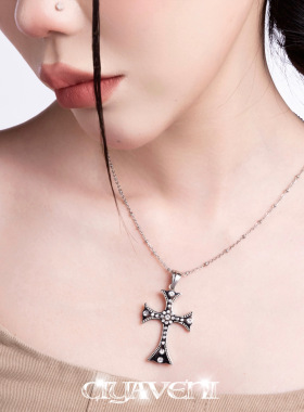 CIYAVENI轻奢银色十字架项链欧美