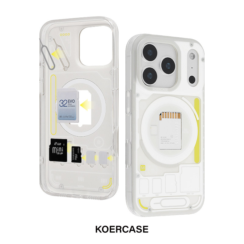 KOERCASE 可装SD内存卡收纳TF储存卡SIM备用卡槽卡针读卡器机甲磁吸卡包支架适用苹果16iPhone15ProMax14pro