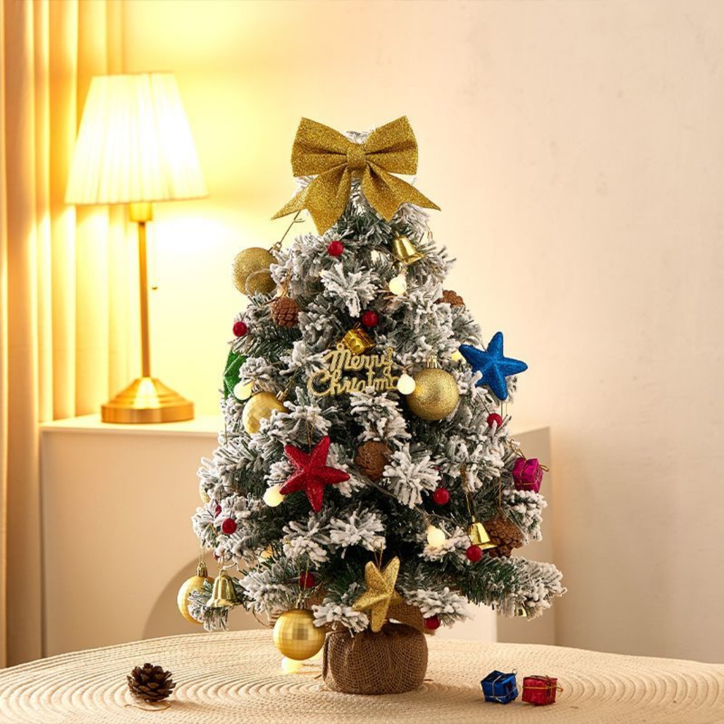 新款圣诞树摆件diy材料包桌面小迷你白色圣诞节装饰品场景布置