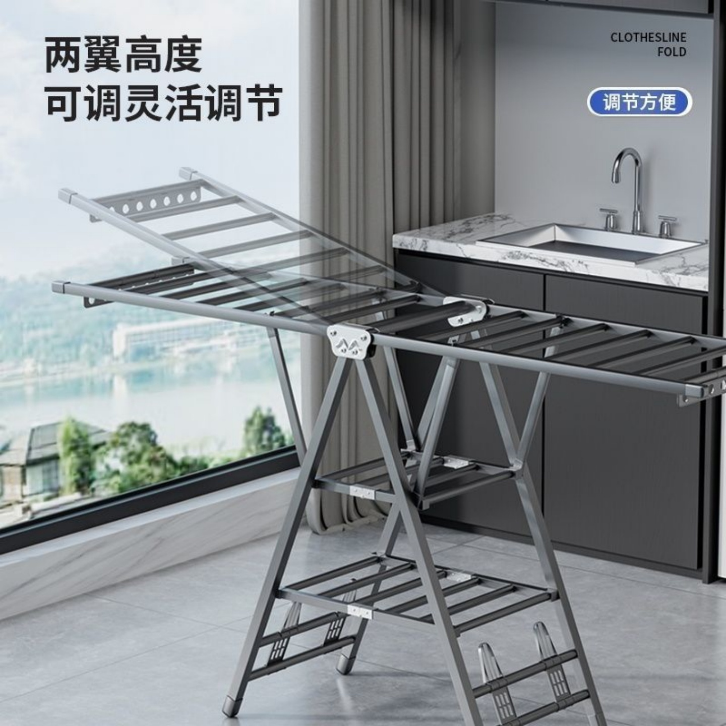 免安装折叠晾衣架家用落地式婴儿衣帽架阳台晾衣架加粗加厚晾衣架