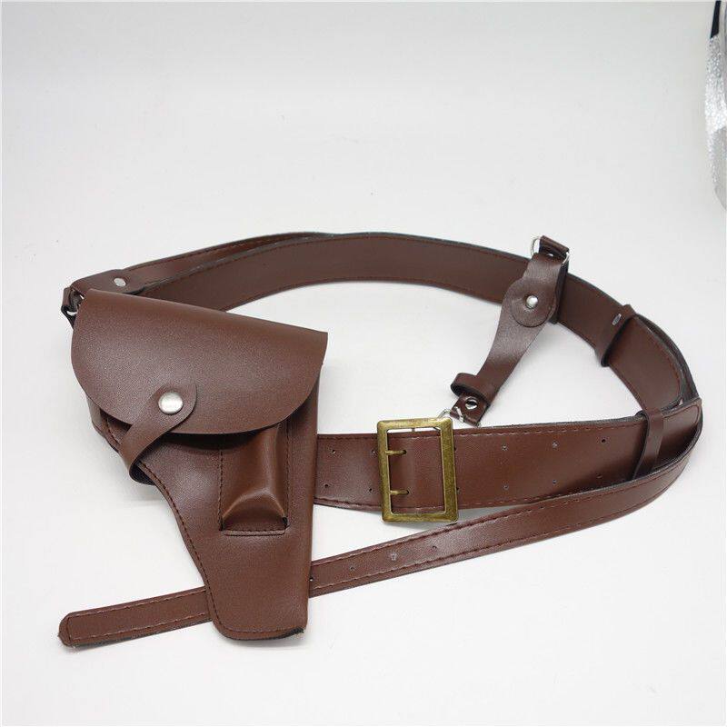 男斜跨仿真皮日字扣老式武装腰带