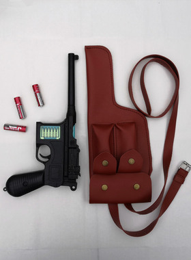 成人演出道具王八盒子枪儿童电动玩具驳壳枪闪光毛瑟枪八音枪套袋